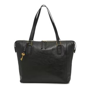 Fossil Black Leather Tote Bag